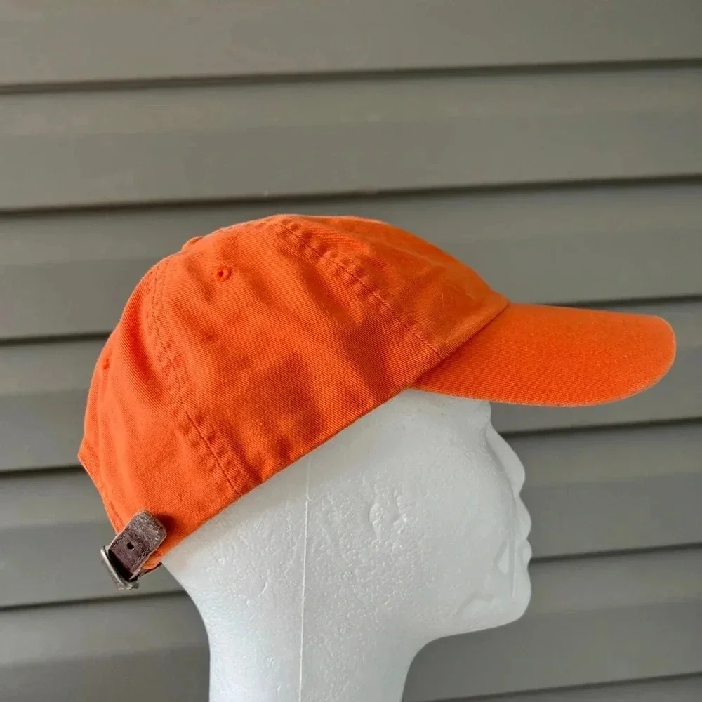 NWT- Vintage Polo Ralph Lauren Strapback Hat Cap Adjustable Orange Green Pony - Picture 4 of 10